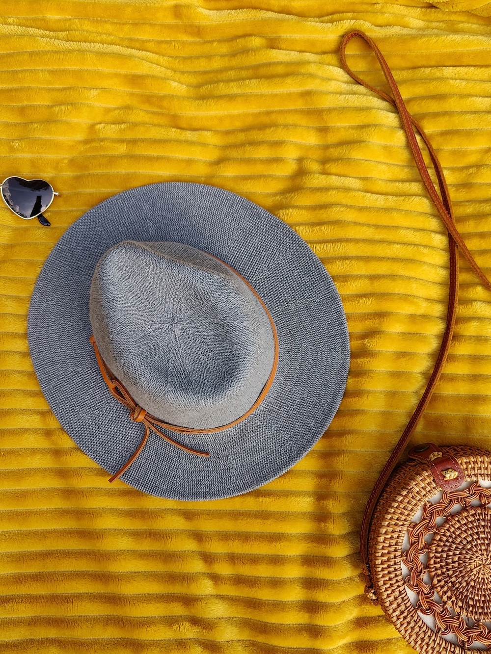 Anthropologie Gray Summer Hat With Leather Belt